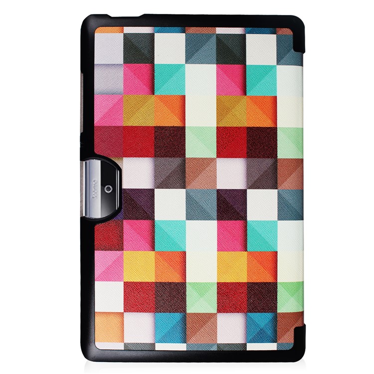 Printing Pattern Tri-fold Leather Case for Acer Iconia One 10 B3-A30 - Colorful Triangle Grid-3