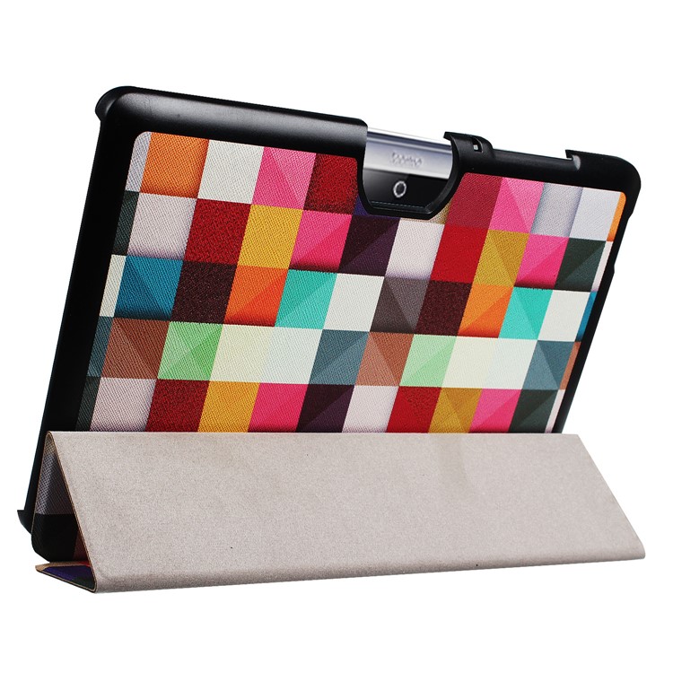 Printing Pattern Tri-fold Leather Case for Acer Iconia One 10 B3-A30 - Colorful Triangle Grid-5