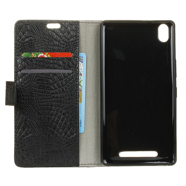 For Acer Liquid X2 Crocodile Texture Flip Stand Wallet Leather Cover - Black-3