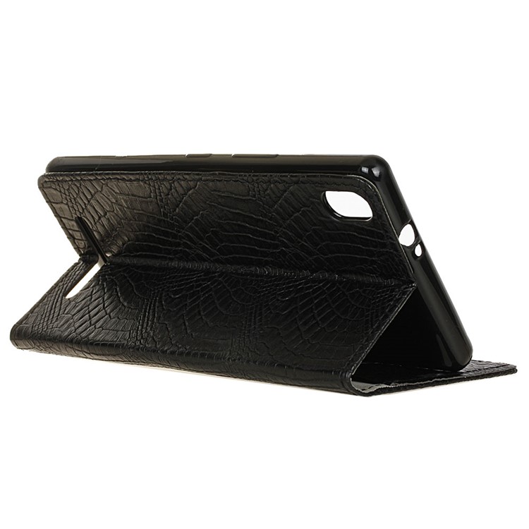 For Acer Liquid X2 Crocodile Texture Flip Stand Wallet Leather Cover - Black-4