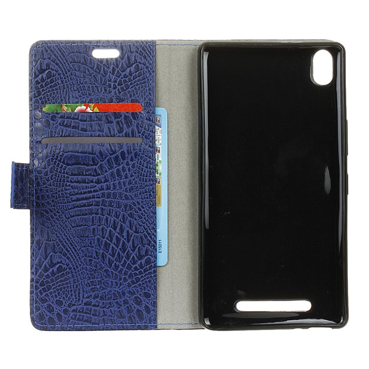 For Acer Liquid X2 Crocodile Texture Wallet Stand Leather Mobile Casing - Blue-3