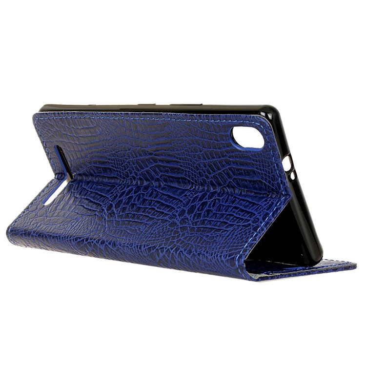 For Acer Liquid X2 Crocodile Texture Wallet Stand Leather Mobile Casing - Blue-4