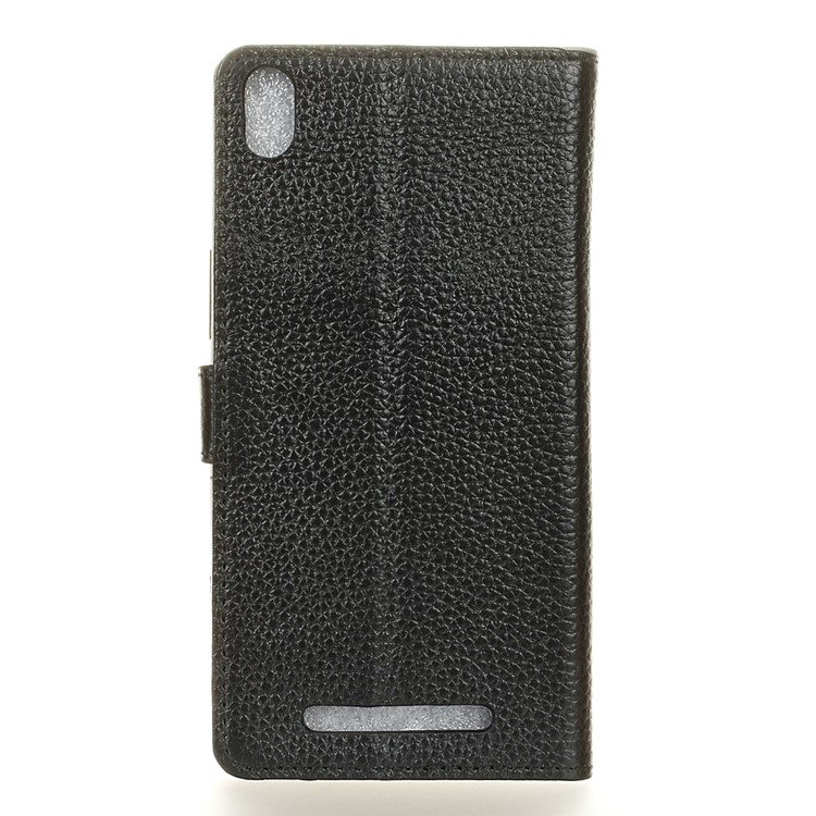 For Acer Liquid X2 Litchi Grain Wallet Stand Genuine Leather Mobile Cover - Black-2