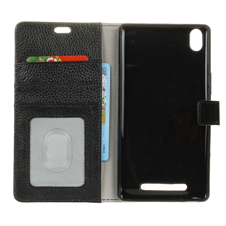 For Acer Liquid X2 Litchi Grain Wallet Stand Genuine Leather Mobile Cover - Black-3