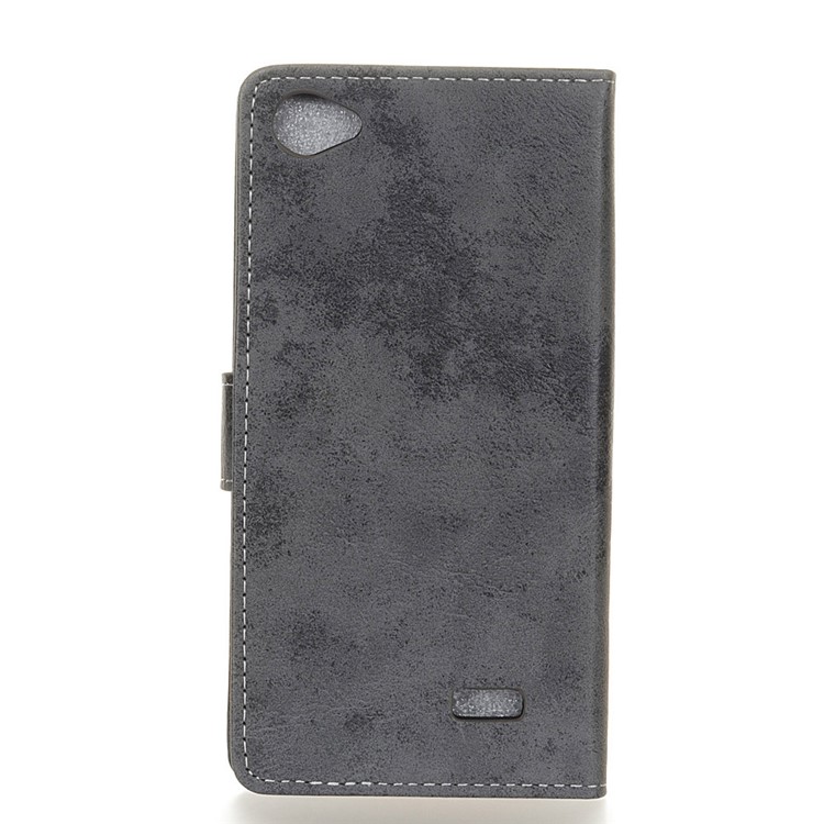 For Acer Liquid Z6E Retro Style Leather Wallet Stand Flip Case - Grey-2