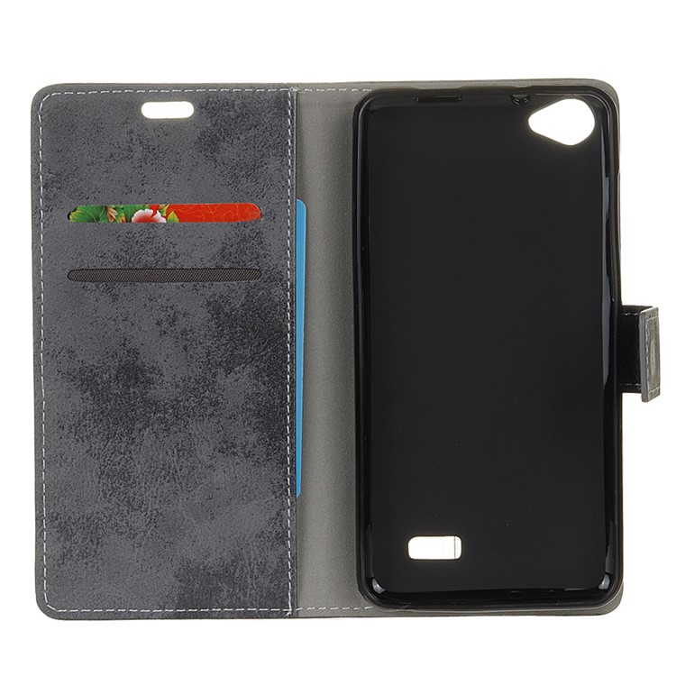 For Acer Liquid Z6E Retro Style Leather Wallet Stand Flip Case - Grey-4