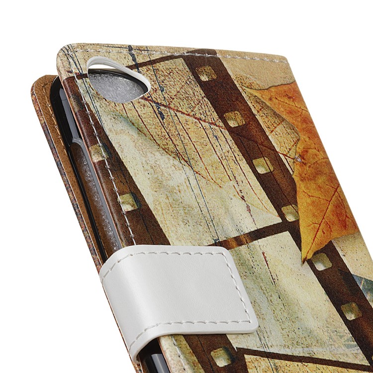 Patterned Wallet Stand Leather Protective Case for Acer Liquid Z6E - Eiffel Tower and Maple Leaves-3