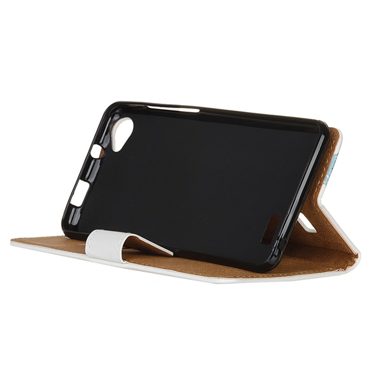 Patterned Wallet Stand Leather Protective Case for Acer Liquid Z6E - Eiffel Tower and Maple Leaves-5
