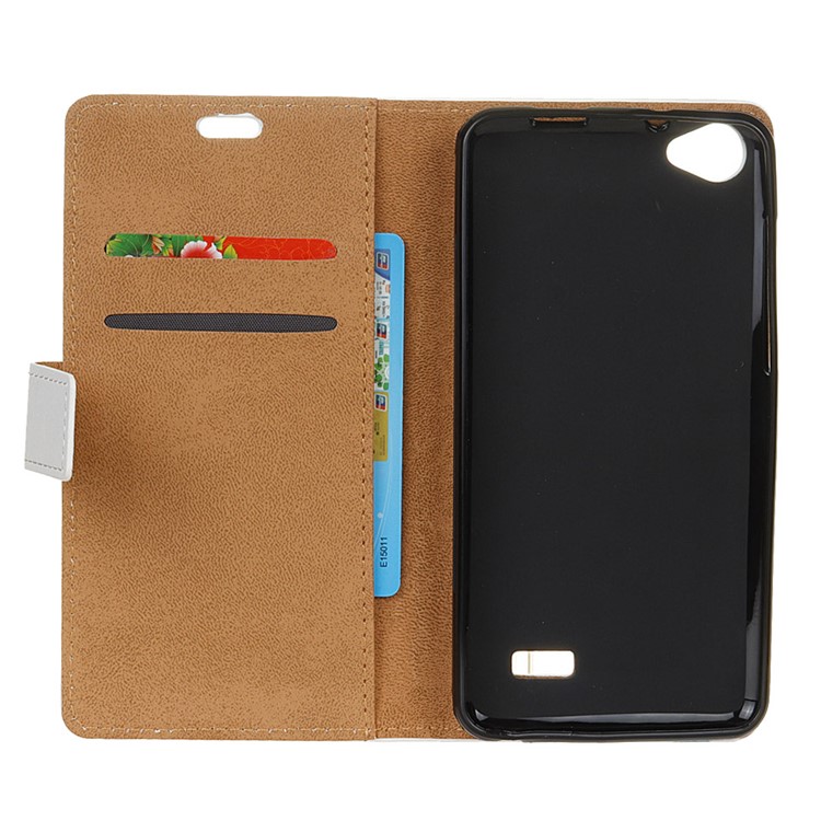 Patterned Wallet Stand Leather Protective Case for Acer Liquid Z6E - Eiffel Tower and Maple Leaves-6