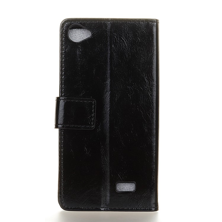 Crazy Horse Leather Wallet Stand Case for Acer Liquid Z6E - Black-2