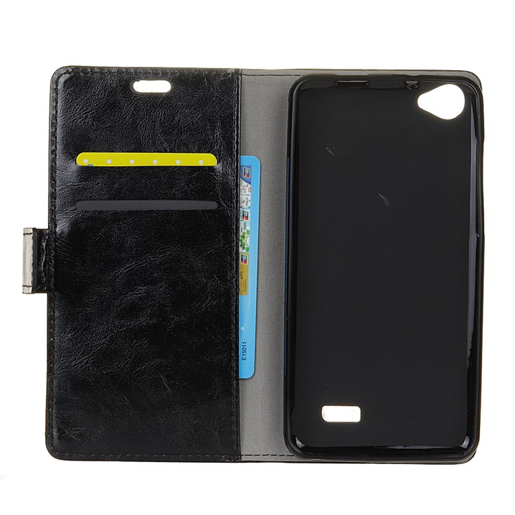 Crazy Horse Leather Wallet Stand Case for Acer Liquid Z6E - Black-4