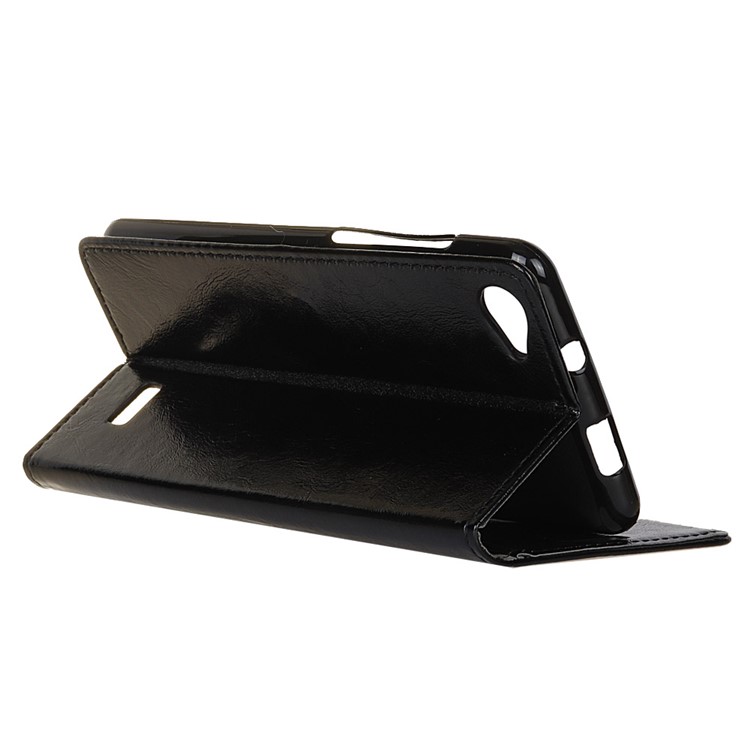Crazy Horse Leather Wallet Stand Case for Acer Liquid Z6E - Black-5
