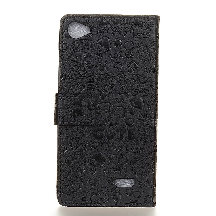 Cartoon Graffiti Wallet Stand Leather Case for Acer Liquid Z6E - Black-2