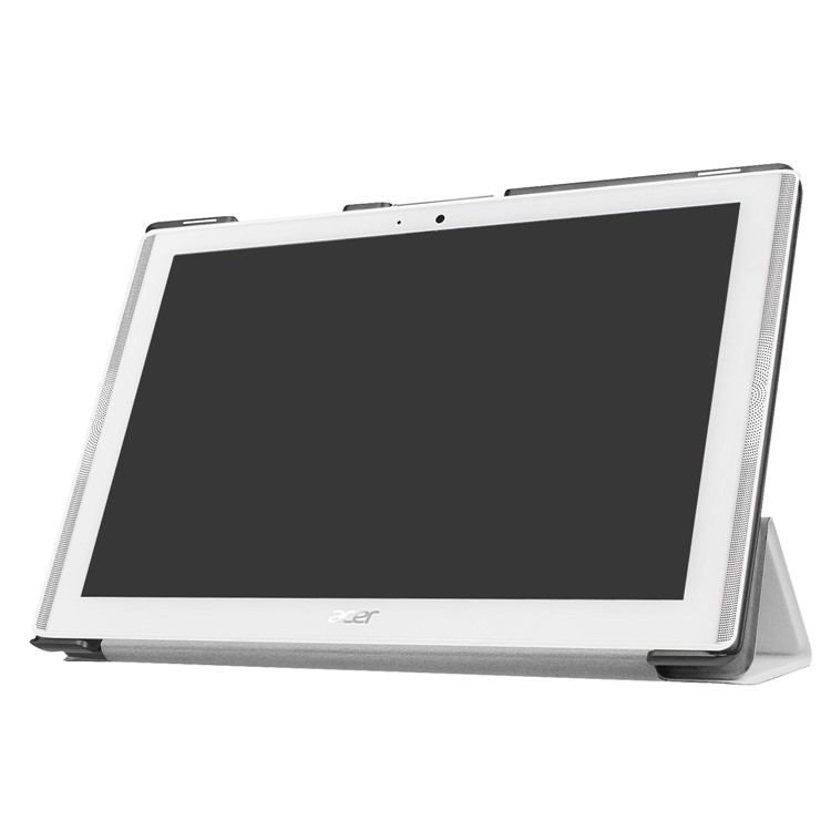 Elegant Tri-fold Leather Stand Casing for Acer Iconia One 10 B3-A40 - White-4