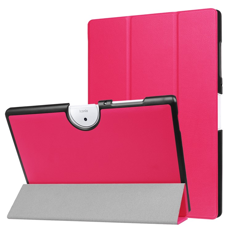 Tri-fold Leather Stand Guard Case for Acer Iconia One 10 B3-A40 - Rose-1