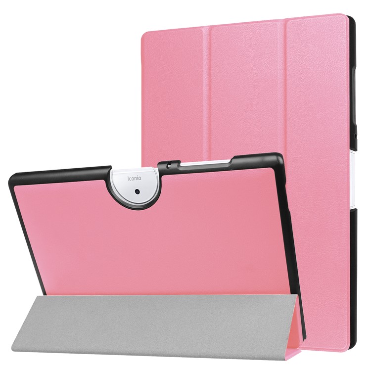 For Acer Iconia One 10 B3-A40 Tri-fold Leather Stand Shell Protector - Pink-1