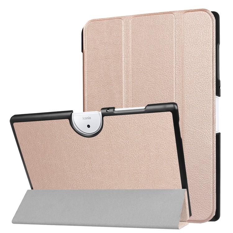 For Acer Iconia One 10 B3-A40 Tri-fold Leather Stand Cover Protector - Rose Gold-1