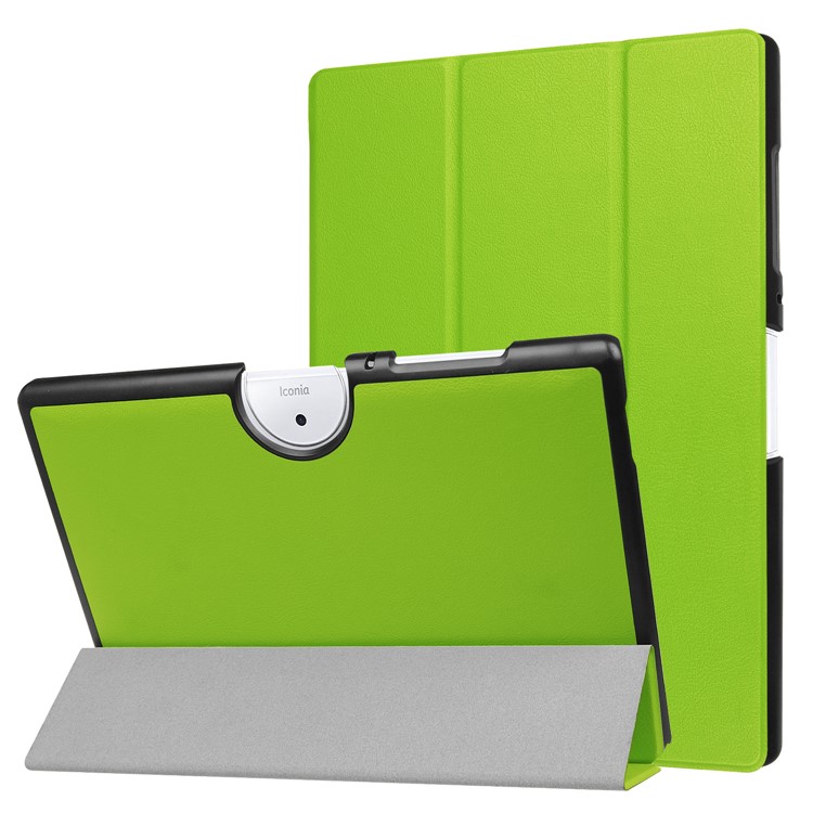 Tri-fold Leather Stand Cover for Acer Iconia One 10 B3-A40 - Green-1
