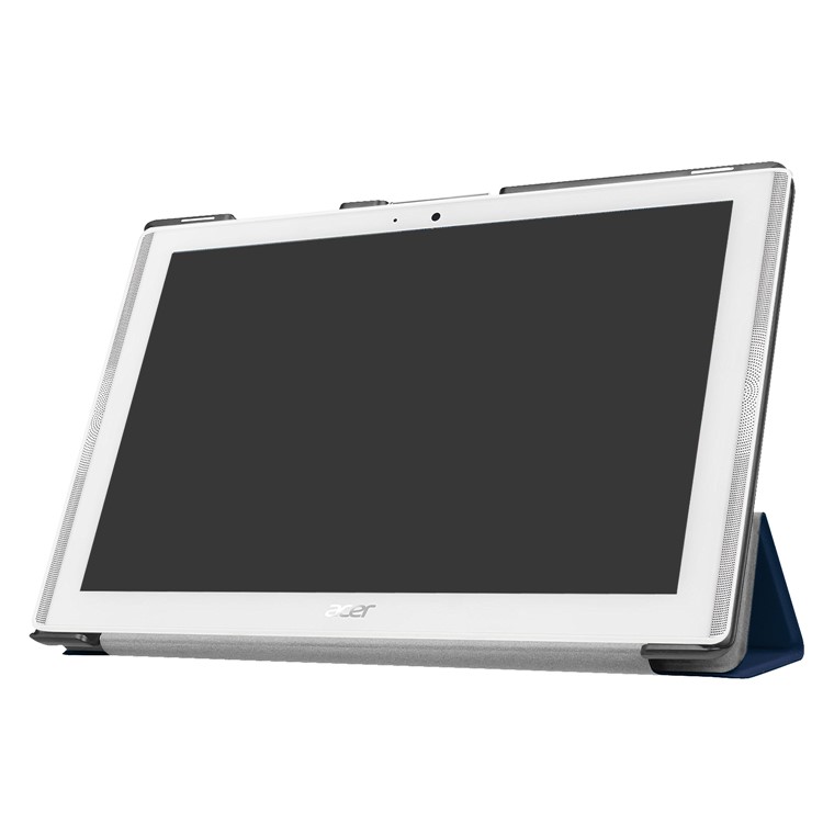 Tri-fold Leather Stand Casing for Acer Iconia One 10 B3-A40 - Dark Blue-4