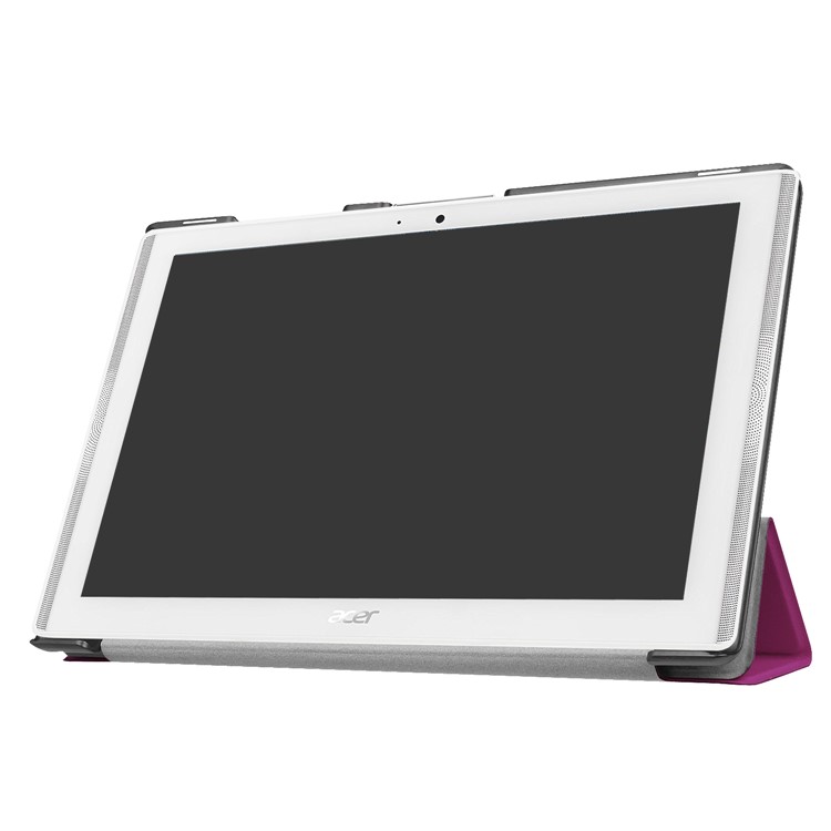Tri-fold Leather Stand Case Protector for Acer Iconia One 10 B3-A40 - Purple-4
