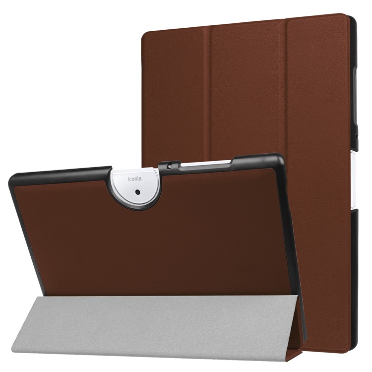 Tri-fold Leather Stand Protective Case for Acer Iconia One 10 B3-A40 - Brown-1