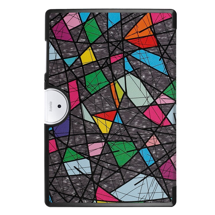 Tri-fold Stand Leather Patterned Case for Acer Iconia One 10 B3-A40 - Geometric Pattern and Lines-3