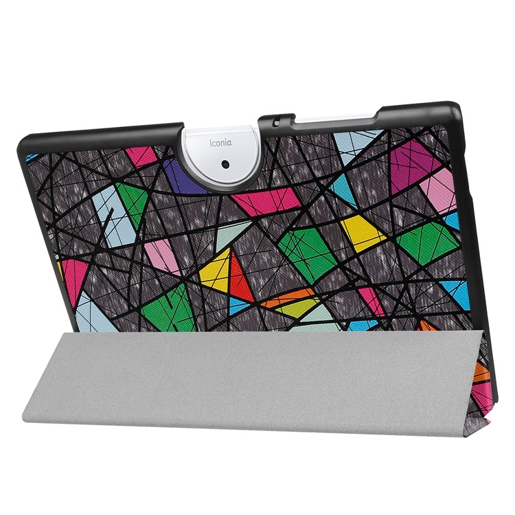 Tri-fold Stand Leather Patterned Case for Acer Iconia One 10 B3-A40 - Geometric Pattern and Lines-5