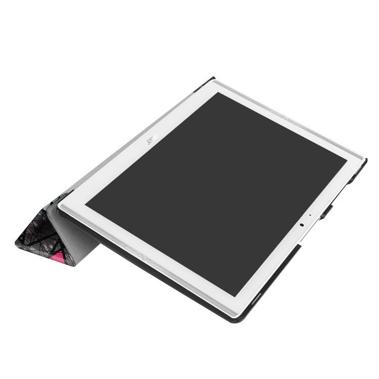 Tri-fold Stand Leather Patterned Case for Acer Iconia One 10 B3-A40 - Geometric Pattern and Lines-6