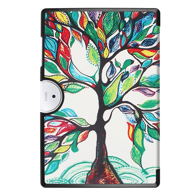 Tri-fold Stand Leather Patterned Casing for Acer Iconia One 10 B3-A40 - Colored Tree Painting-3