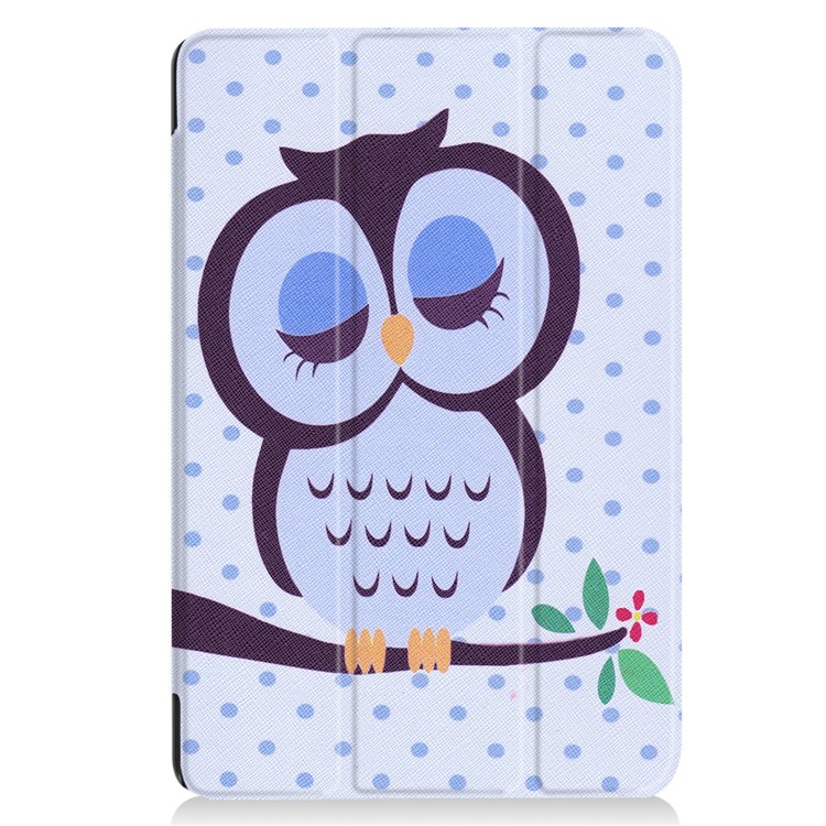 Tri-fold Stand Leather Patterned Shell for Acer Iconia One 10 B3-A40 - Owl Napping on Branch-2