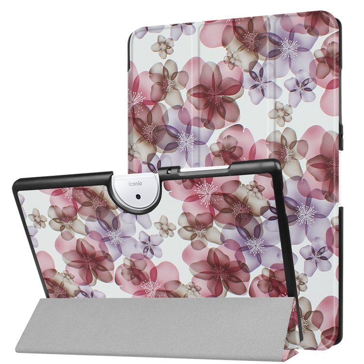 PU Leather Tri-fold Flip Stand Patterned Case for Acer Iconia One 10 B3-A40 - Beautiful Flowers-1