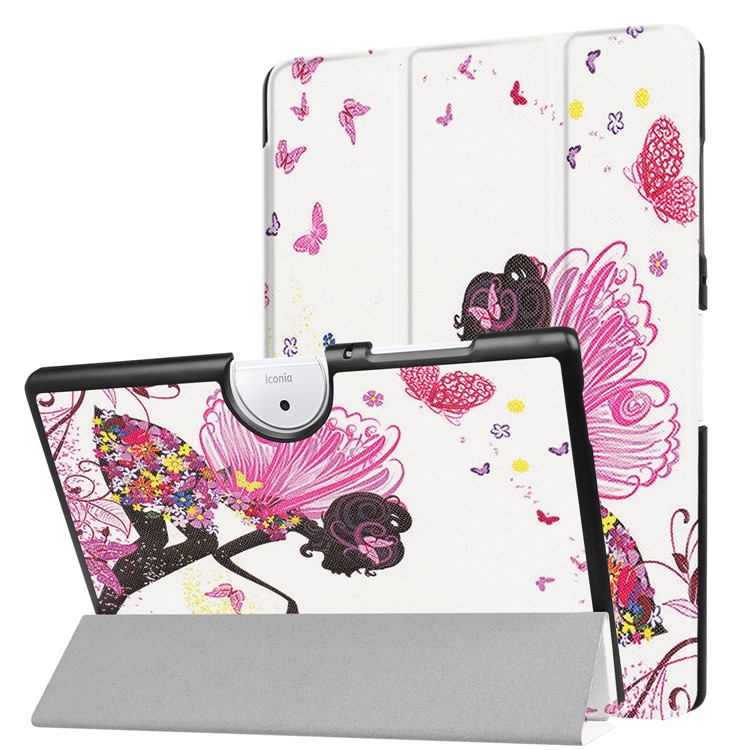 PU Leather Tri-fold Flip Stand Patterned Casing for Acer Iconia One 10 B3-A40 - Flowered Girl with Wings-1