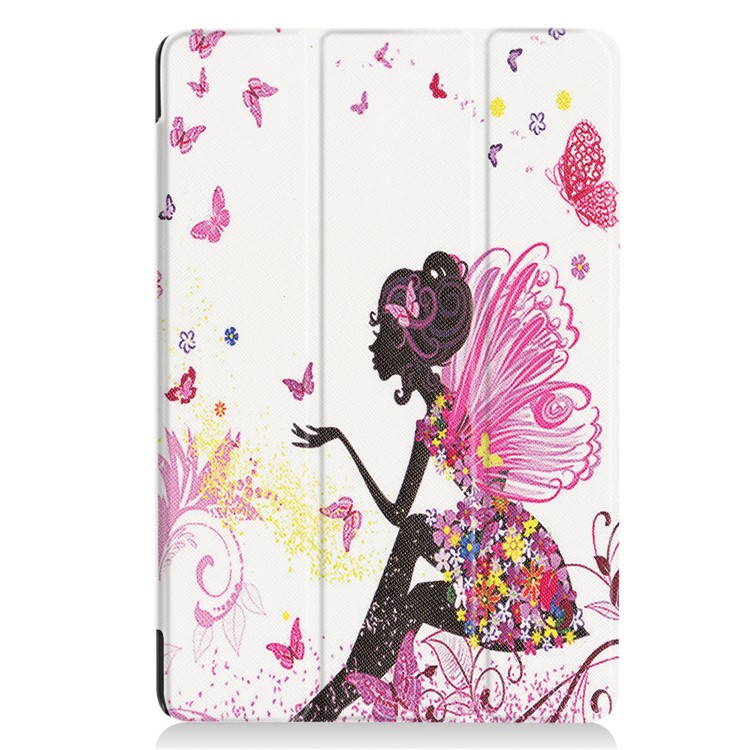 PU Leather Tri-fold Flip Stand Patterned Casing for Acer Iconia One 10 B3-A40 - Flowered Girl with Wings-2