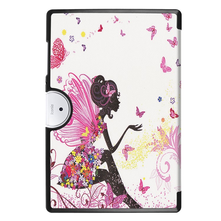 PU Leather Tri-fold Flip Stand Patterned Casing for Acer Iconia One 10 B3-A40 - Flowered Girl with Wings-3