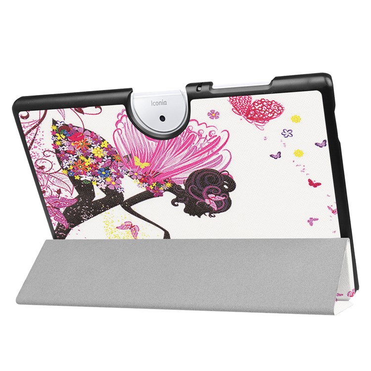 PU Leather Tri-fold Flip Stand Patterned Casing for Acer Iconia One 10 B3-A40 - Flowered Girl with Wings-5