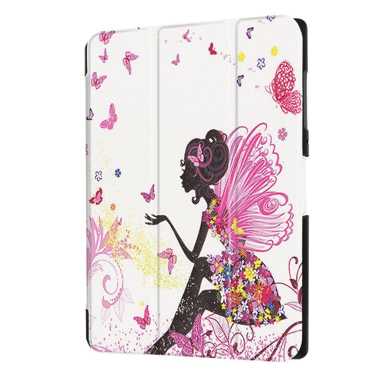 PU Leather Tri-fold Flip Stand Patterned Casing for Acer Iconia One 10 B3-A40 - Flowered Girl with Wings-7