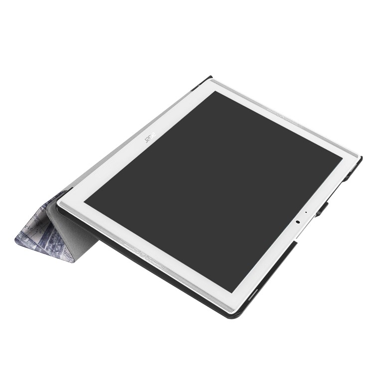 PU Leather Tri-fold Flip Stand Patterned Cover for Acer Iconia One 10 B3-A40 - Eiffel Tower and Map-6