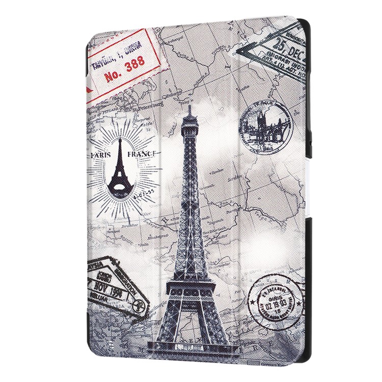 PU Leather Tri-fold Flip Stand Patterned Cover for Acer Iconia One 10 B3-A40 - Eiffel Tower and Map-7