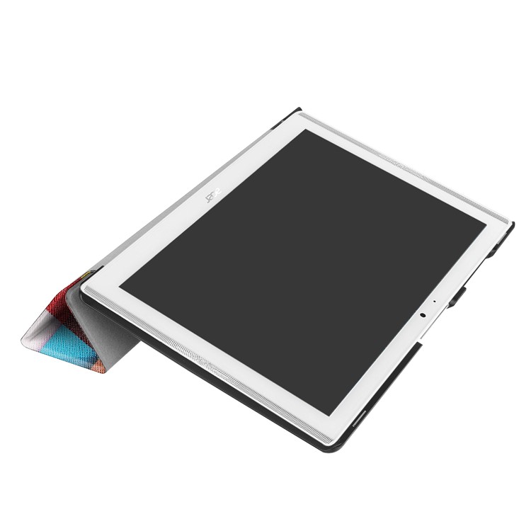 PU Leather Tri-fold Flip Stand Patterned Shell for Acer Iconia One 10 B3-A40 - Colorful Triangle Grid-6