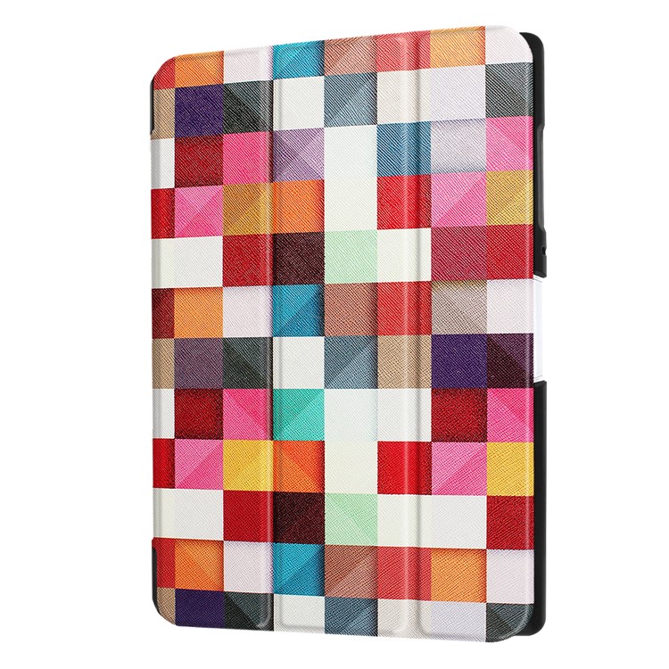 PU Leather Tri-fold Flip Stand Patterned Shell for Acer Iconia One 10 B3-A40 - Colorful Triangle Grid-7