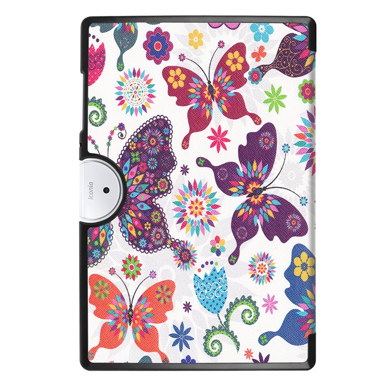 For Acer Iconia One 10 B3-A40 Tri-fold Stand Leather Patterned Cover - Colorful Butterfly-3