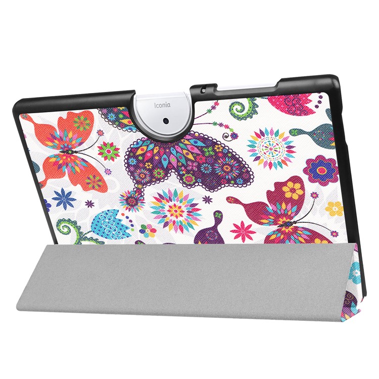 For Acer Iconia One 10 B3-A40 Tri-fold Stand Leather Patterned Cover - Colorful Butterfly-5