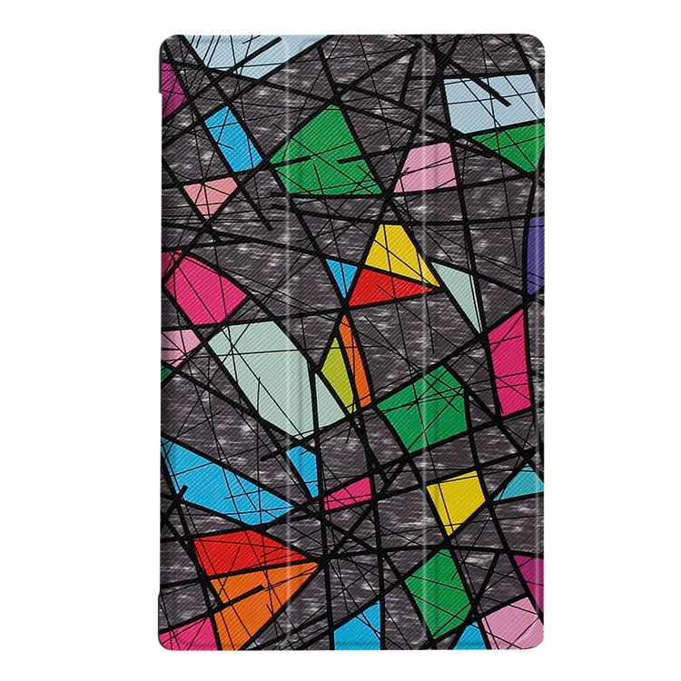 Pattern Printing Leather Tri-fold Stand Tablet Case for Amazon Fire HD 10 (2017) - Geometric Pattern and Lines-2