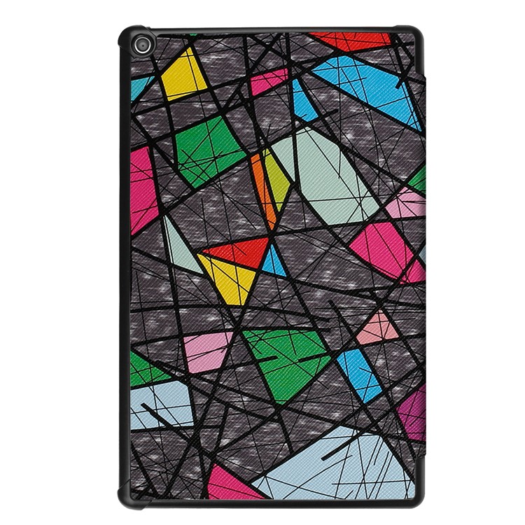 Pattern Printing Leather Tri-fold Stand Tablet Case for Amazon Fire HD 10 (2017) - Geometric Pattern and Lines-3