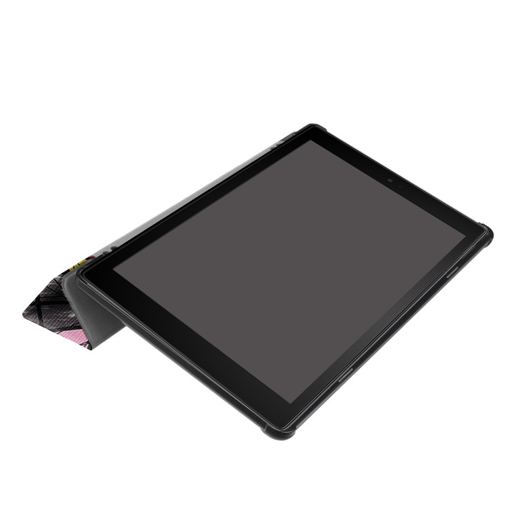 Pattern Printing Leather Tri-fold Stand Tablet Case for Amazon Fire HD 10 (2017) - Geometric Pattern and Lines-4