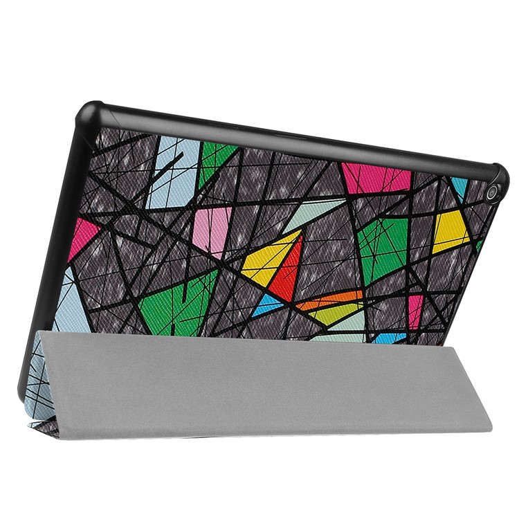 Pattern Printing Leather Tri-fold Stand Tablet Case for Amazon Fire HD 10 (2017) - Geometric Pattern and Lines-6