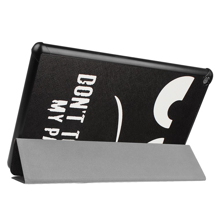 Pattern Printing Leather Tri-fold Stand Tablet Shell for Amazon Fire HD 10 (2017) - Do Not Touch My Pad-6