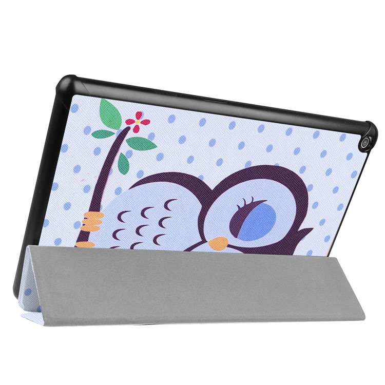 Pattern Printing Leather Tri-fold Stand Case for Amazon Fire HD 10 (2017) - Owl Napping on Branch-6