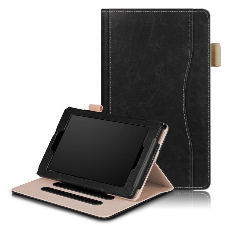 Folio PU Leather Smart Stand Case for Amazon All-New Fire 7 (2017) / Fire 7 (2015) - Black-1