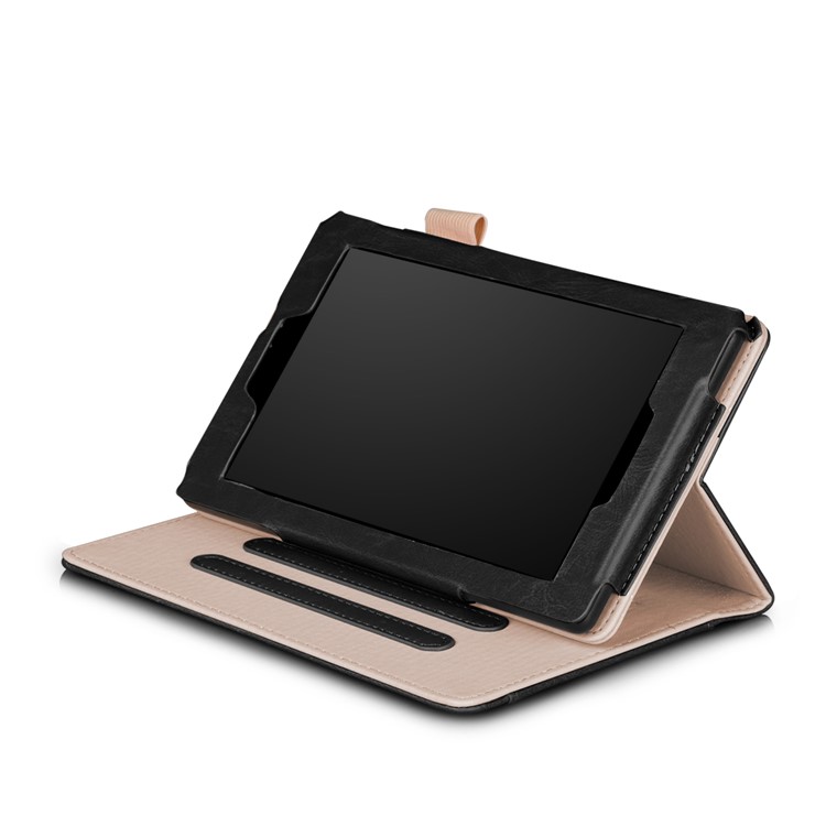 Folio PU Leather Smart Stand Case for Amazon All-New Fire 7 (2017) / Fire 7 (2015) - Black-5